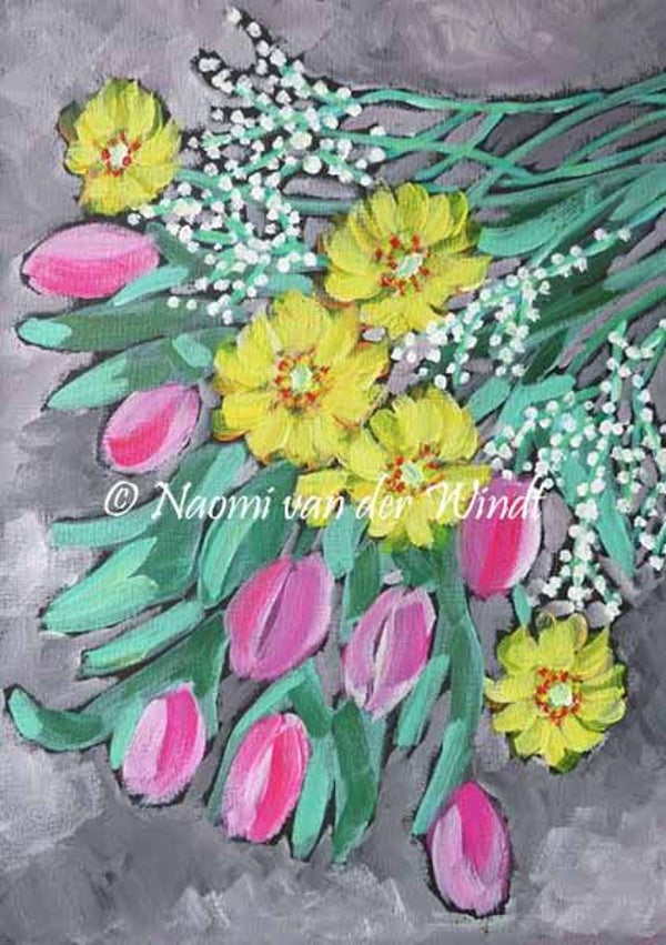 221 Bos bloemen - dubbel gevouwen kunstkaart incl. envelop