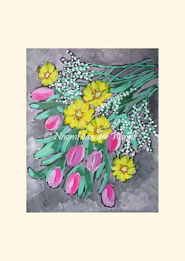221 Bos bloemen - op A4 of A3 papier