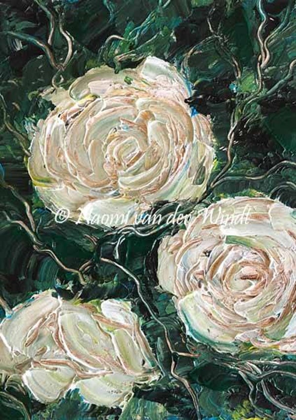 226 Witte rozen - dubbel gevouwen kunstkaart incl. envelop