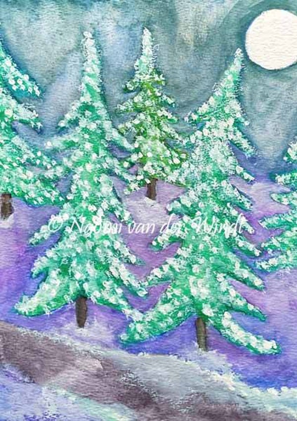 231 Bomen in de sneeuw - dubbel gevouwen kunstkaart incl. envelop