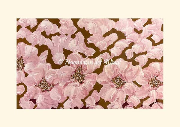 232 Roze witte bloemen - op A4 of A3 papier
