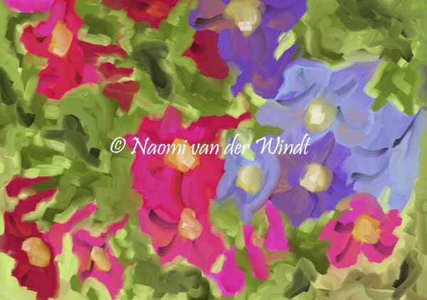 234 Petunia's - dubbel gevouwen kunstkaart incl. envelop