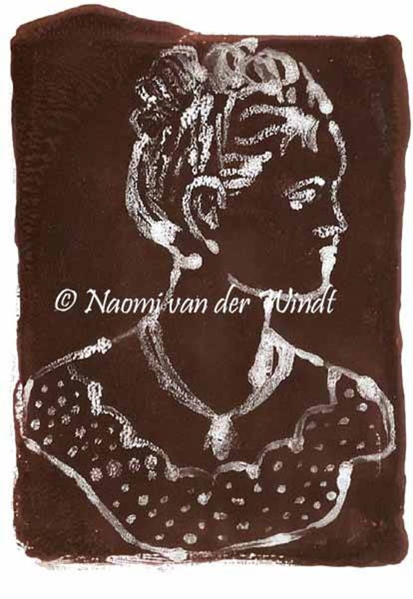 244 Vrouw met opgestoken haar - dubbel gevouwen kunstkaart incl. envelop