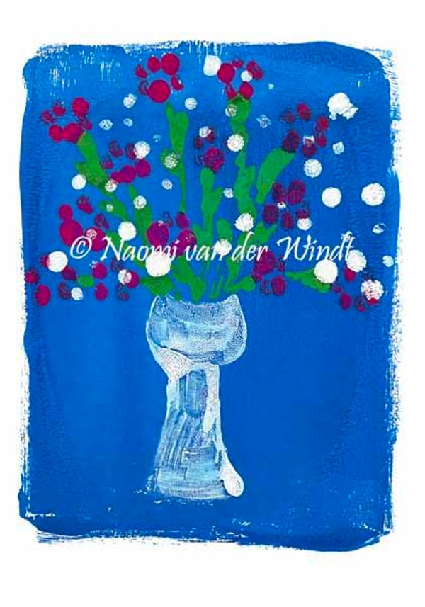 245 Witte vaas met wilde bloemen - kunstreproductie