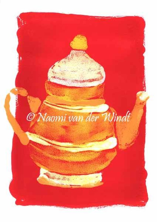 246 Gele theepot - dubbel gevouwen kunstkaart incl. envelop