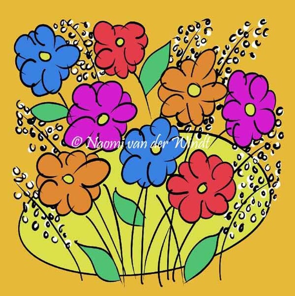 263 Feestelijke bloemen - dubbel gevouwen kunstkaart incl. envelop