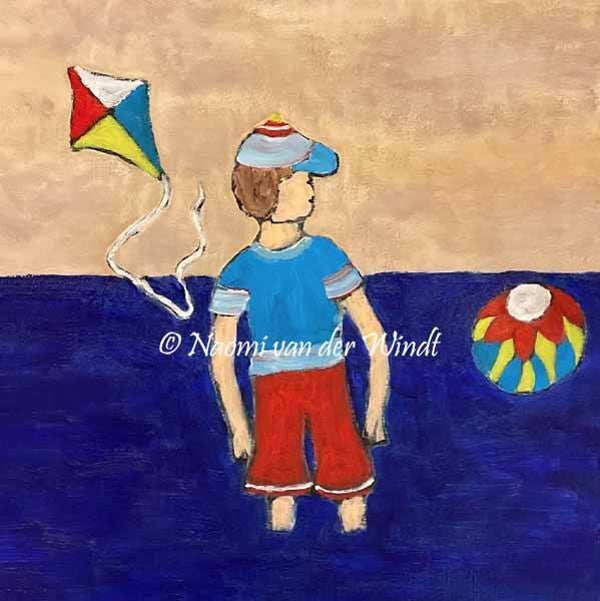 265 Jongetje spelend met bal - dubbel gevouwen kunstkaart incl. envelop