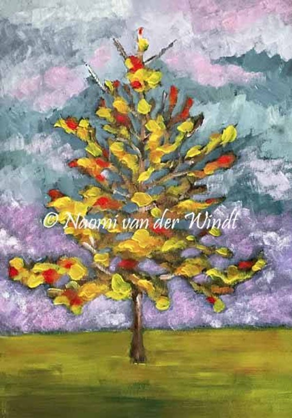 269 Gele boom - dubbel gevouwen kunstkaart incl. envelop