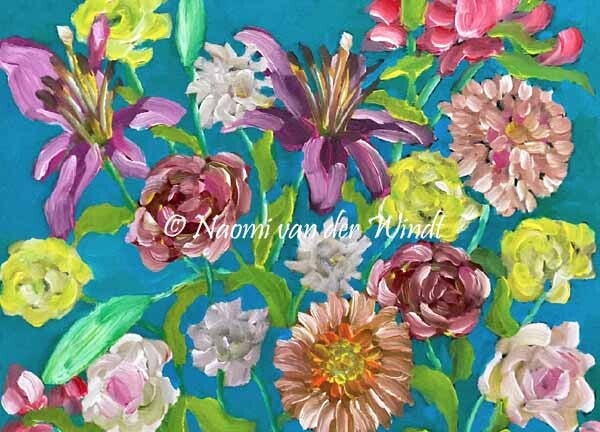 275 Zee van bloemen - dubbel gevouwen kunstkaart incl. envelop