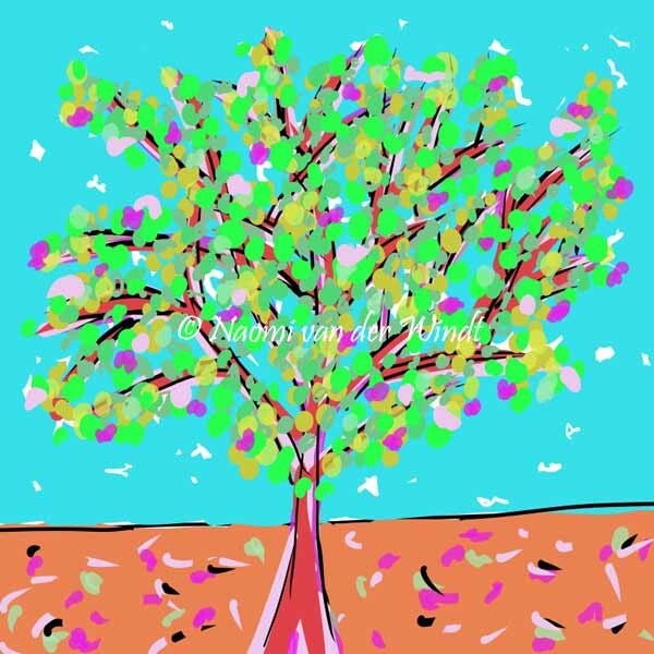 287 Zomerse boom - dubbel gevouwen kunstkaart incl. envelop