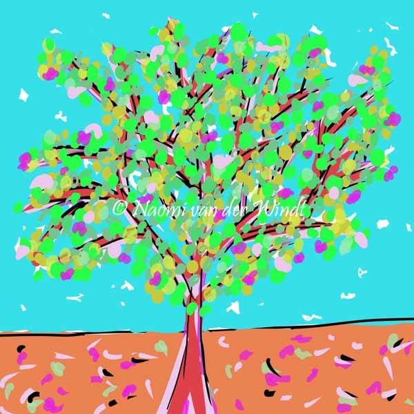 287 Zomerse boom - dubbel gevouwen kunstkaart incl. envelop