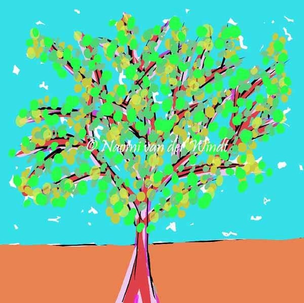 287 Zomerse boom - dubbel gevouwen kunstkaart incl. envelop
