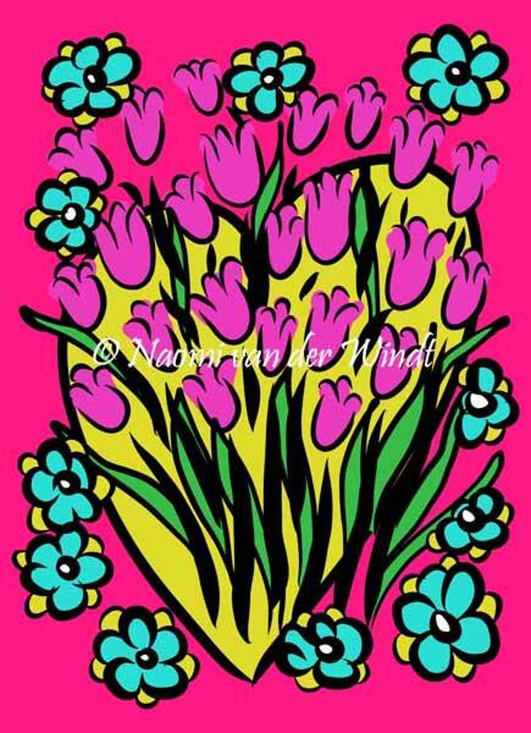 288 Roze tulpen - kunstreproductie