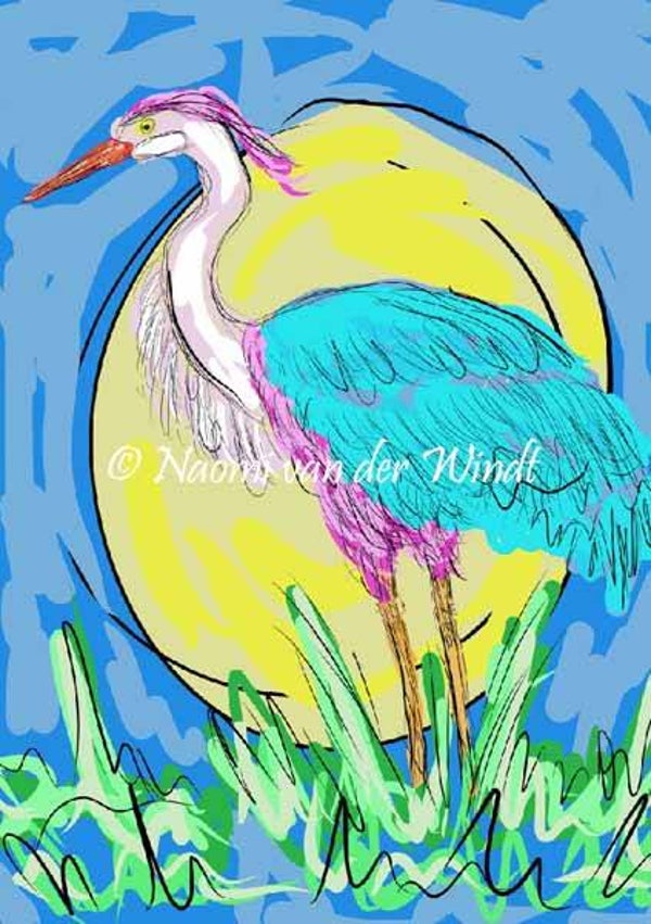 289 Reiger in de ochtend - dubbel gevouwen kunstkaart incl. envelop