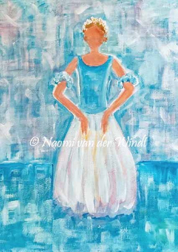 295 Balletmeisje met lange tutu - dubbel gevouwen kunstkaart incl. envelop