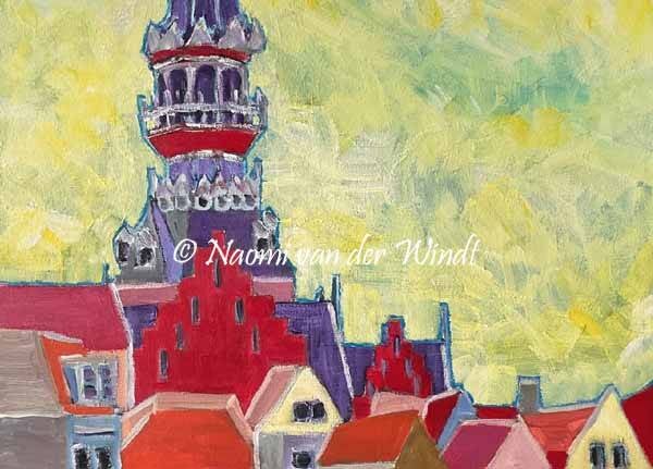 296 Stadhuis Zierikzee - dubbel gevouwen kunstkaart incl. envelop