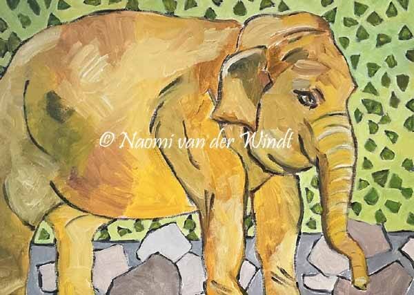 297 Olifant - dubbel gevouwen kunstkaart incl. envelop