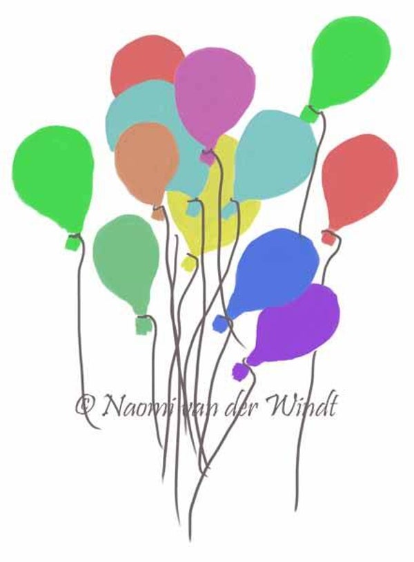 300 Ballonnen - dubbel gevouwen kunstkaart incl. envelop