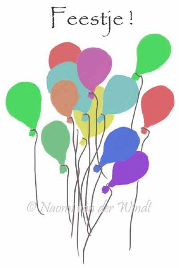 300 Ballonnnen- dubbel gevouwen kunstkaart met thema incl. envelop