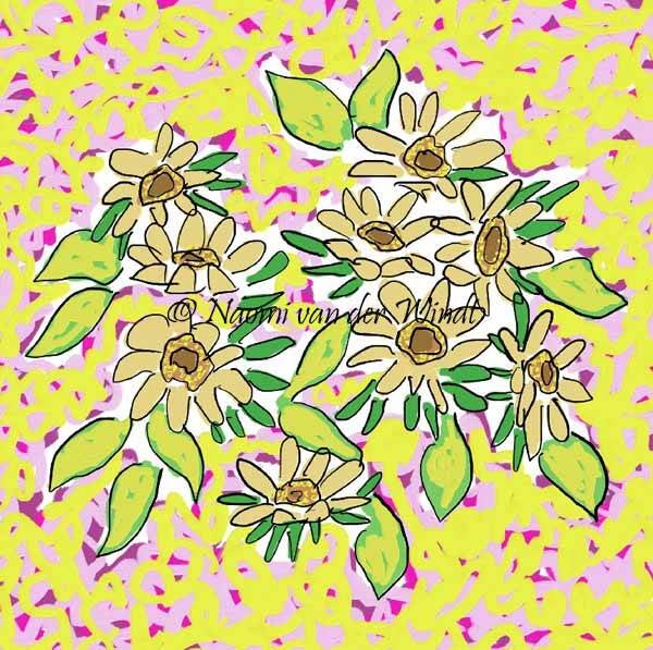 301 Zonnige bloemen - dubbel gevouwen kunstkaart incl. envelop