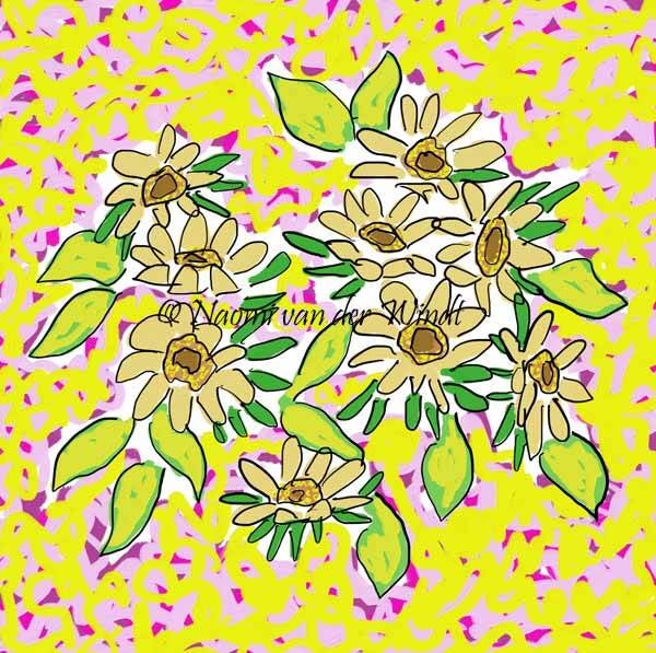 301 Zonnige bloemen - kunstreproductie
