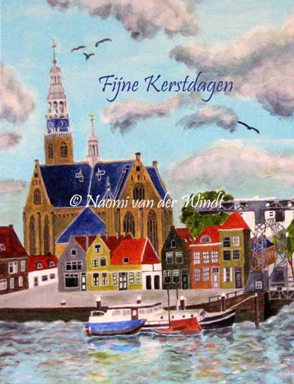 Kerstkaart 027 Haven - dubbel gevouwen kunstkaart incl. envelop