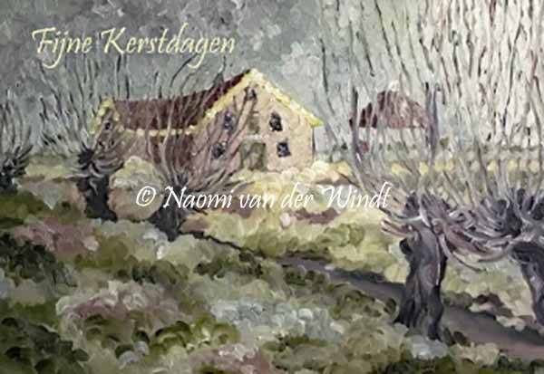 Kerstkaart 089 Boerderij - dubbel gevouwen kunstkaart incl. envelop