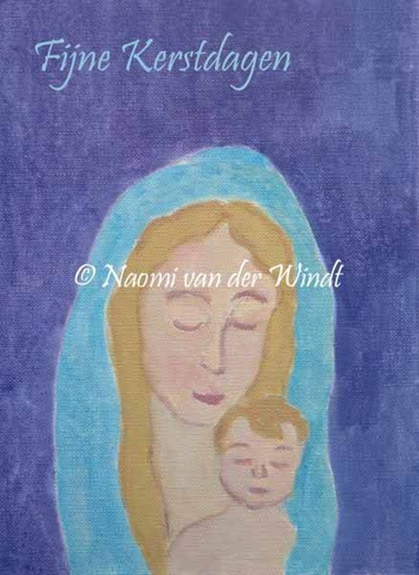 Kerstkaart 171 Moeder en kind - dubbel gevouwen kunstkaart incl. envelop