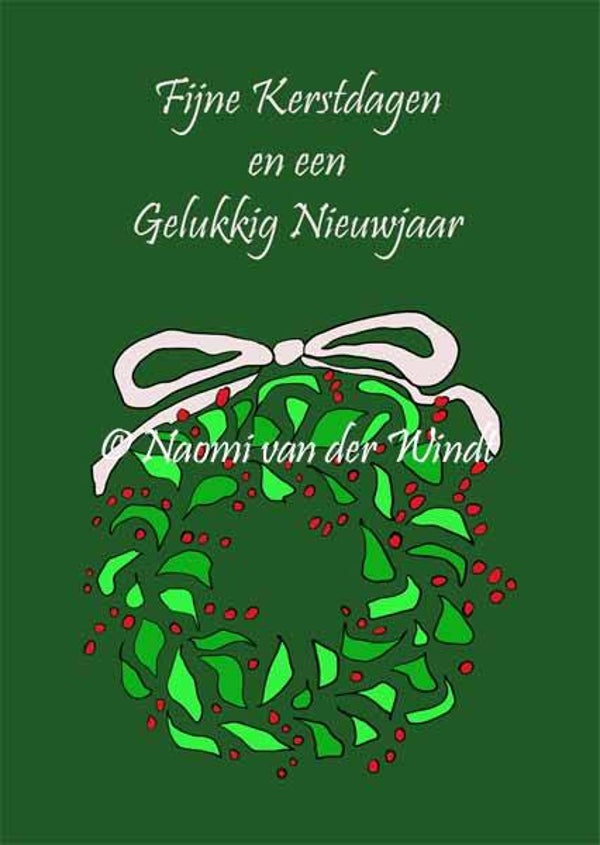 Kerstkaart 209 Kerstkrans - dubbel gevouwen kunstkaart incl. envelop
