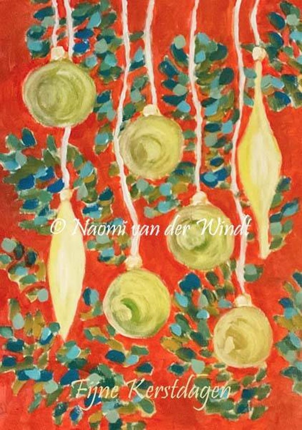 Kerstkaart 272 Kerstballen - dubbel gevouwen kunstkaart incl. envelop