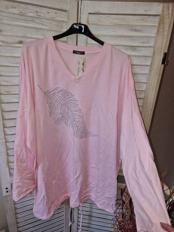 Sweatshirt Langarm  Federn mit Strasssteine