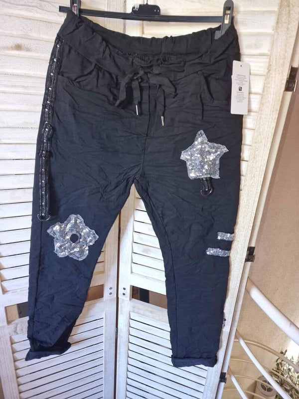 Joggpant Hosen mit Pailetten Applikationen