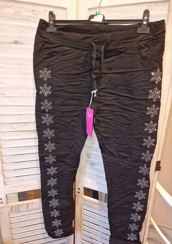 Joggpant Hose Schneeflocken mit Strasssteine