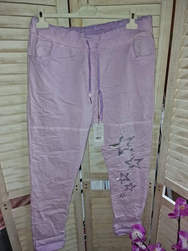 Joggpant Hose verwaschen mit silberfoliendruck Sterne