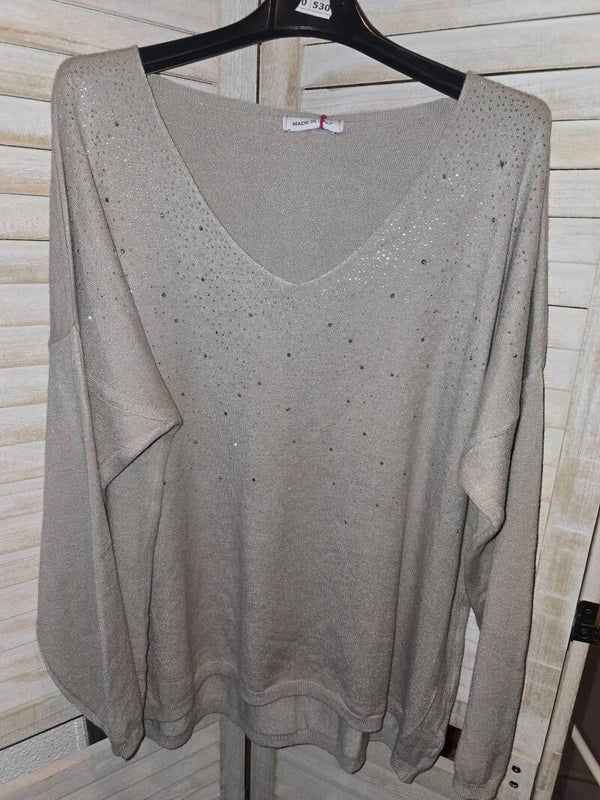 Feinstrick Pullover mit Strasssteine