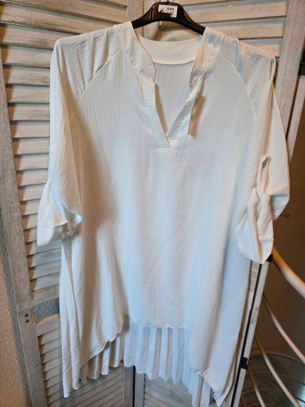 Tunika Kleid hinten Plisse und vornen mit V Ausschnitt