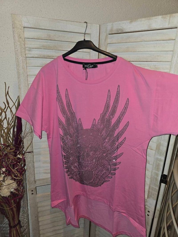 T- Shirt  Skull Flamme mit Strasssteine