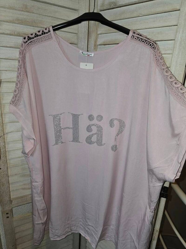 Curvy T- Shirt Hä?  mit Strasssteine