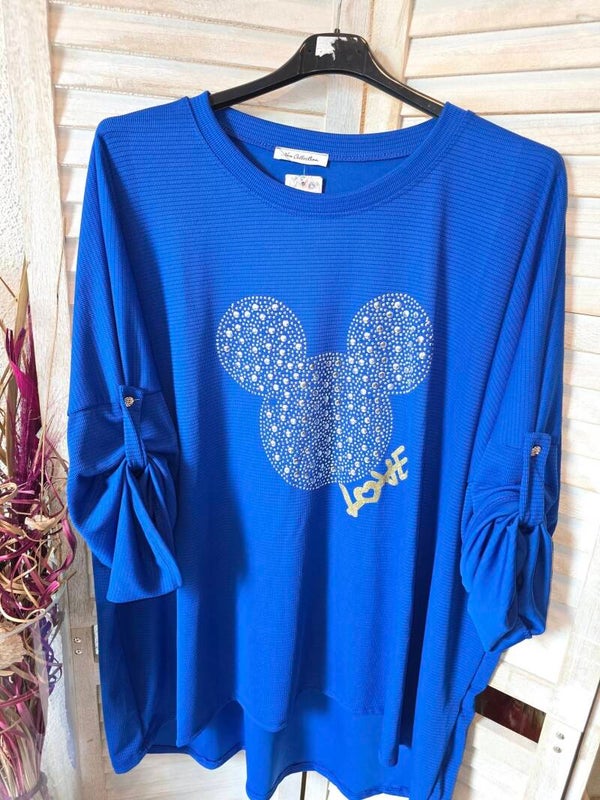 Langarm Shirt in verschiedene Farbe Maus aus Strasssteine