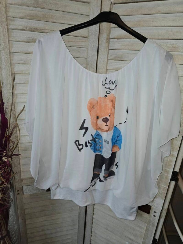 Flatterbluse kurzarm  mit verschieden Motive