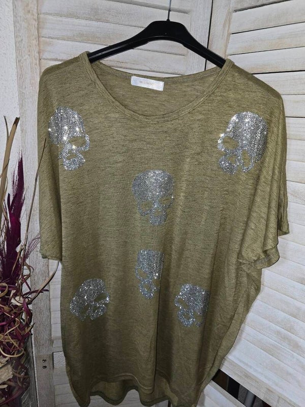T-Shirt Skull mit Strasssteine