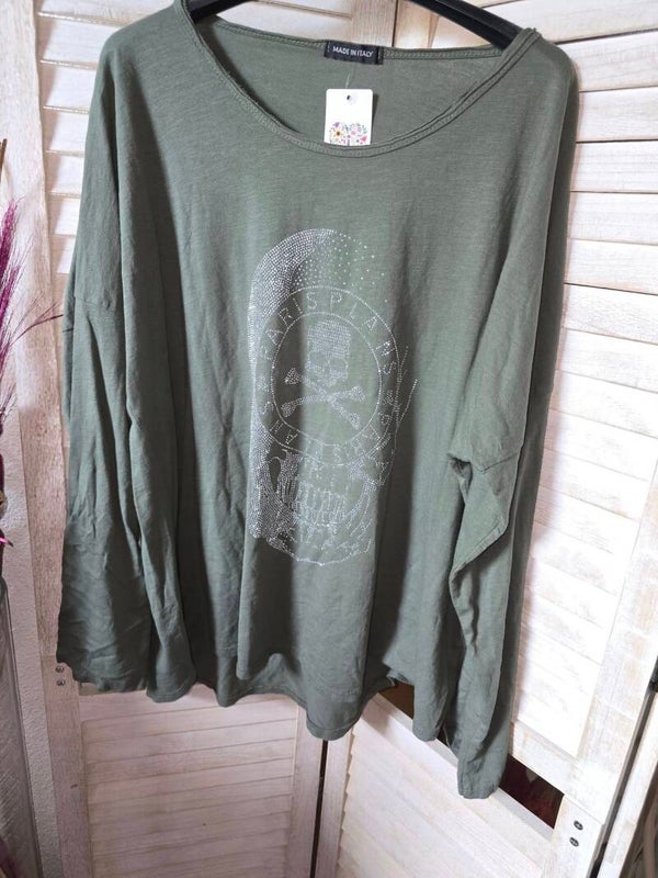 Leichtes Sweatshirt Skull mit Strasssteine