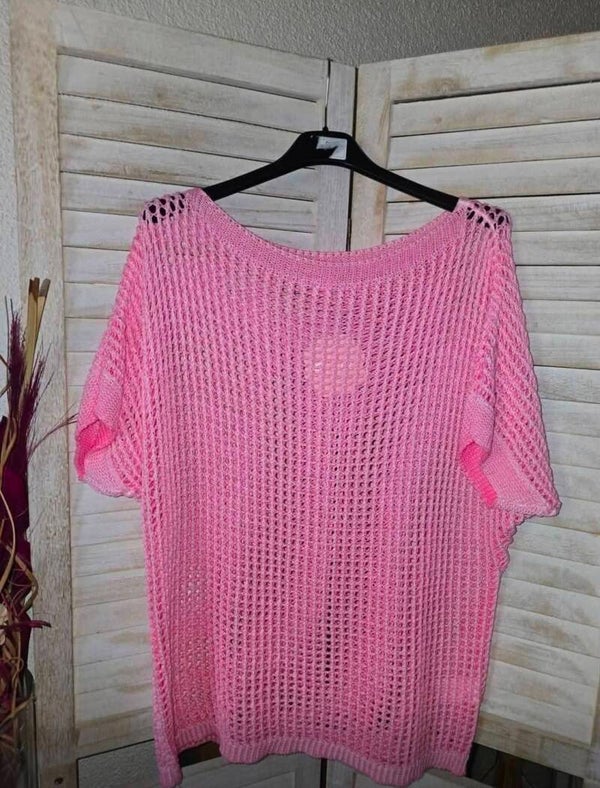 Kurzarm Lochstrickpulli