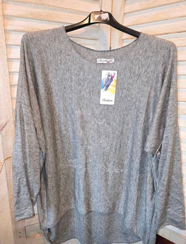 Leichter Feinstrick Pullover Snoppy mit Strasssteine