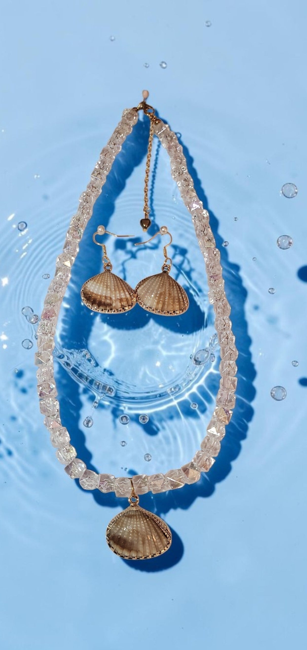 Clear crystal bead necklace set