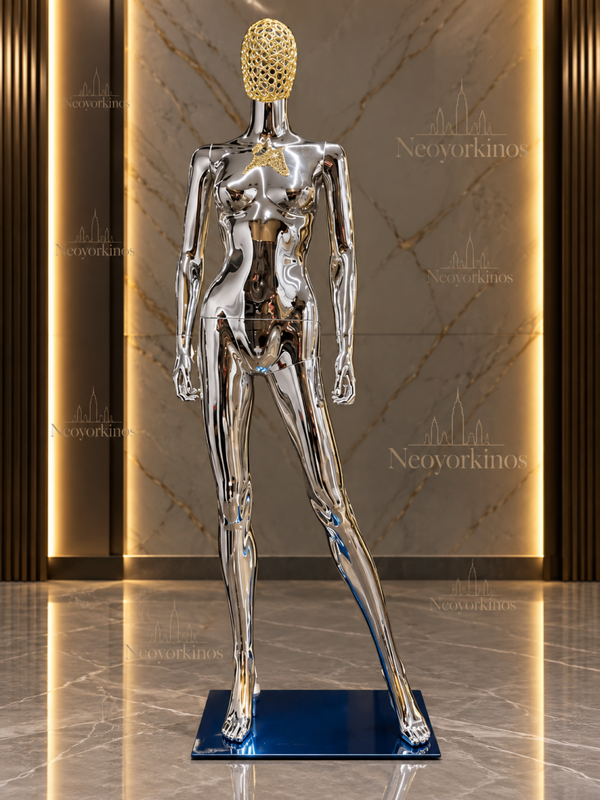Maniquíe dama cromada cabeza de metal