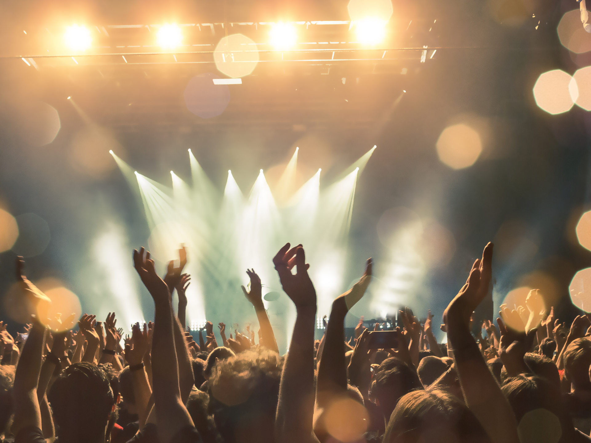 Handen in de lucht tijdens een muziekfestival