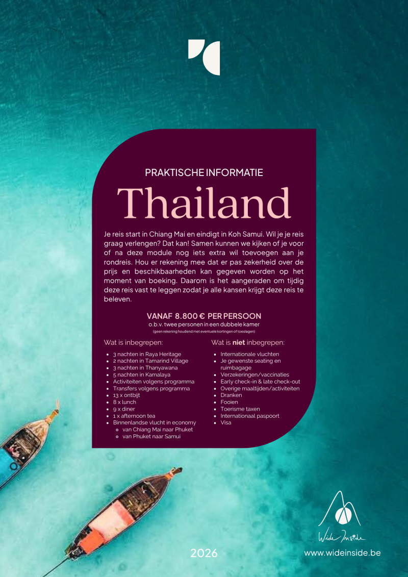 Praktische informatie over de rondreis Culture and Cocoon door Thailand