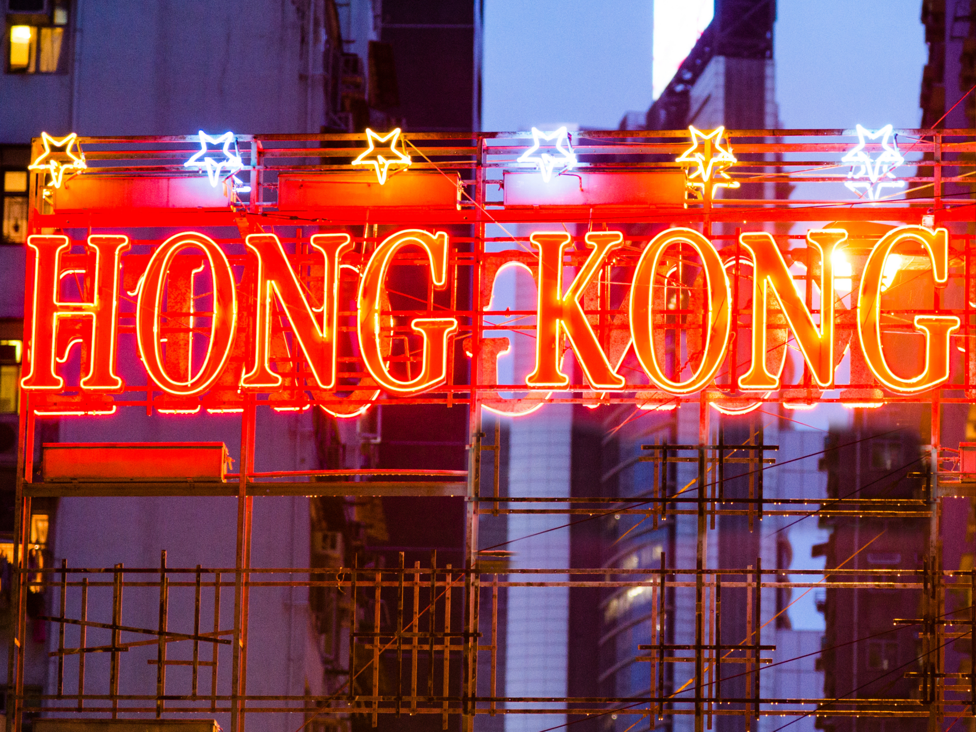 Neon licht van Hongkong, streetsign