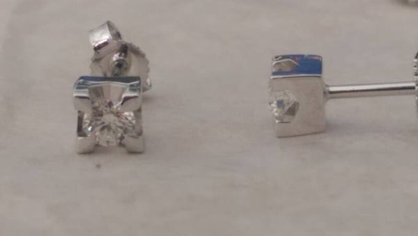 ORECCHINI PUNTO LUCE UOMO DONNA ORO BIANCO 18 KT E DIAMANTI NATURALI 0,60 CT